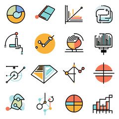 Poster - Colorful data and diagram icons illustrate business analysis and technology