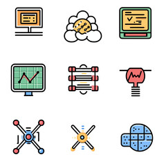 Poster - Innovation Tech Icons Set: Computer, Analytics, Data, Network, Cloud