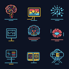 Poster - Artificial Intelligence Icons Representing Neural Networks and Data Analysis