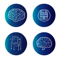 Poster - Artificial intelligence with neural networks graphic icons on gradient