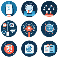 Poster - Business and Technology Icon Set for Data Science and Connectivity