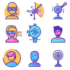 Poster - Colorful Virtual Reality Avatars, Futuristic Robots, and Technology Icons