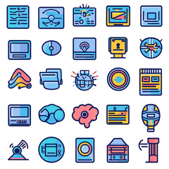 Poster - Set of Technology Icons, Artificial Intelligence and Modern Communication