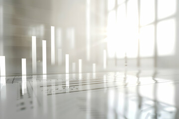 Poster - abstract representation of financial growth with charts and reflections in a modern office space