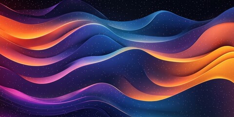 Poster - Abstract Colorful Waves Background  Digital Art Neon Gradient Design