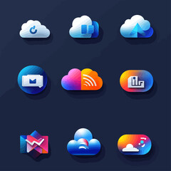 Poster - Cloud Computing Icons - Network Technology, Data Storage, and Connectivity