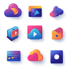 Poster - Colorful isometric vector icons for cloud computing and file management
