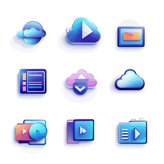 Poster - Cloud Computing Icons Set: Data Transfer, Media, Storage and Communication