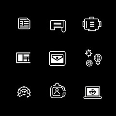 Poster - White Line Icon Set of Business and Technology Concepts on Black