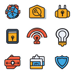 Poster - Smart Home Technology Icons Showcasing Automation and Modern Living Style