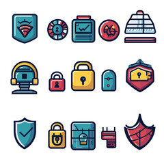 Poster - Security Icons Set for Data Protection, Cybersecurity, and Web Safety