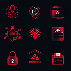Poster - Red line illustration of business concepts and network connections