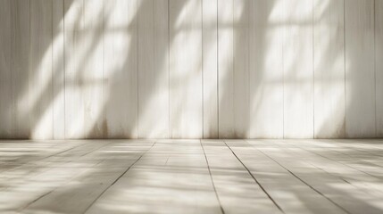 Wall Mural - Light and Shadow on White Wood Floor and Wall