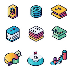 Poster - Isometric UI Icon Set with App Wallet Code Data Analytics Design