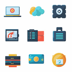 Poster - Cloud Computing Data Technology Set of Icons, server, storage, network