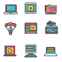 Poster - Colorful Computer Icons Representing Technology and Online Business Services
