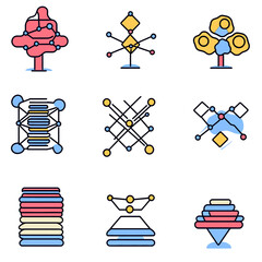 Poster - Data Network Icons Illustrating Connection Communication and Technology