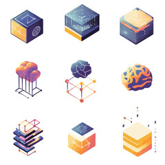Poster - Abstract AI Concepts: Data Visualization, Neural Networks, and Machine Learning