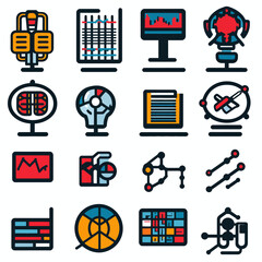 Poster - Abstract data analytics icons set for business intelligence design