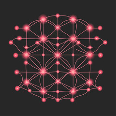 Poster - Glowing Network Connection, Artificial Intelligence Neural Network Concept