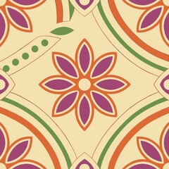 Poster - Seamless patterns. Fabric pattern. Retro 70s inspired abstract pattern. textile, Tile 