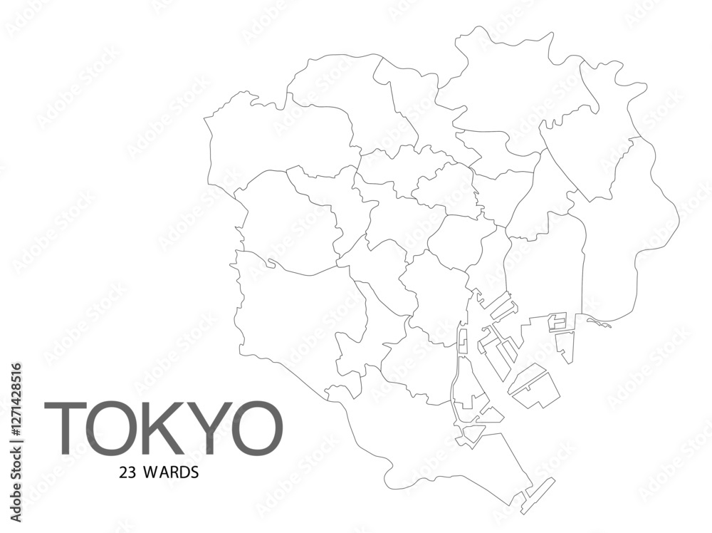 東京都23区白地図 Stock Vector | Adobe Stock