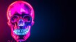 © Grapy Media - Neon Skull Glowing in Dark and Light  Cyberpunk Style Illustration for Halloween and Horror