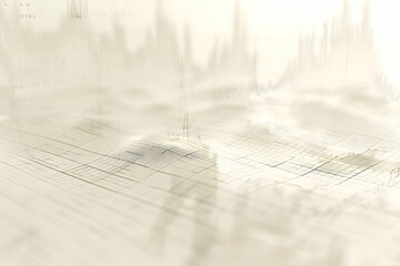 Poster - abstract financial data visualization with blurred graphs and soft colors in a modern setting