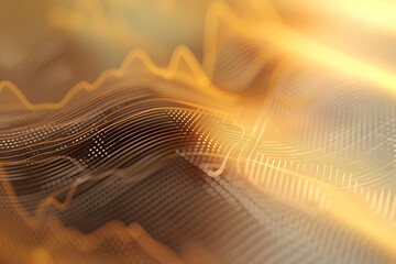 Poster - Abstract golden wave patterns with dynamic lines and textures creating a warm, energetic atmosphere