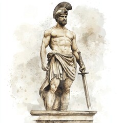 Wall Mural - An ancient greek Ares painting statue art.