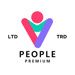 Leinwandbilder - People abstract letter A logo icon design