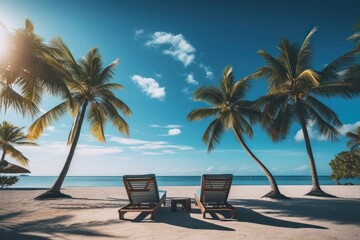 Wall Mural - Chair sky sea outdoors.