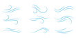 © Graphic Core Studio  - Wind line doodle set. Blue hand drawn wind swirls and gusts. Decorative breeze symbols for weather, nature, and climate designs.