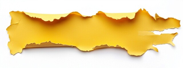 Poster - Waves of vibrant yellow strips create a striking visual of torn paper, highlighting the textural beauty and imperfect charm perfect for design inspiration and artistic expression