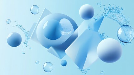 Wall Mural - Abstract blue shapes background