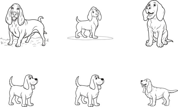 set of Dog line art vector on white background, set of Dog  icon., set of  Dog vector and illustration on white background Ai Generated 