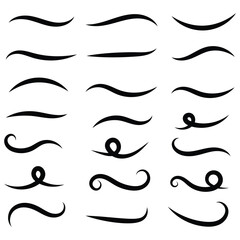 Fototapete - Swish and swash tail collection. Collection of black decorative pen lines and strokes. Underline swish tails for sport text logos, swirl calligraphic font line decoration element. Vector illustrator .