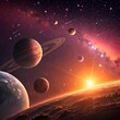 © RaySaugata - Sunrise over a group of planets