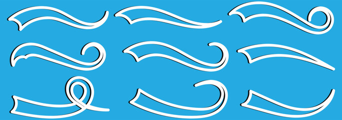 Fototapete - big set of Swoosh vector. Hand drawn swoosh elements, and swoop underline typography tails shape in flat styles. Set of ribbons. Design concept element collection . vector illustration eps 10.