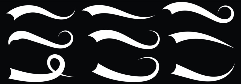 big set of Swoosh vector. Hand drawn swoosh elements, and swoop underline typography tails shape in flat styles. Set of ribbons. Design concept element collection . vector illustration eps 10.