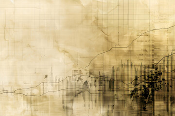Poster - abstract financial chart background with faded textures and lines depicting market trends