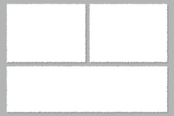 set of vector border frames with rough edges . rectangular frame template collection . distress text