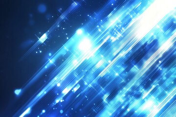 Poster - Abstract Blue Digital Network Background, Connecting Dots of Technology, Abstract blue background with diagonal lines and glowing dots, a modern vector design for a technology or business presentation