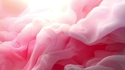 Leinwandbilder - Abstract animation of flowing translucent waves of pink and white fabric. Light falls softly from above, creating an ephemeral atmosphere