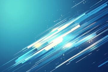 Poster - Abstract Blue Digital Network Background, Connecting Dots of Technology, Abstract blue background with diagonal lines and glowing dots, a modern vector design for a technology or business presentation