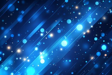 Poster - Abstract Blue Digital Network Background, Connecting Dots of Technology, Abstract blue background with diagonal lines and glowing dots, a modern vector design for a technology or business presentation