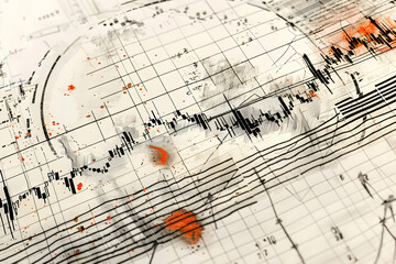 Poster - Abstract representation of data trends with lines and colors illustrating market fluctuations