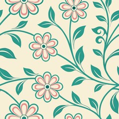 Poster - Seamless patterns. Fabric pattern. Vintage floral wallpaper style. textile, Tile 