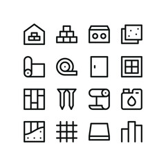 Poster - construction materials line ui icons. interface icons for web and app with editable stroke