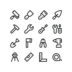 Poster - Construction tools line UI icons. Interface icons for web and app with editable stroke